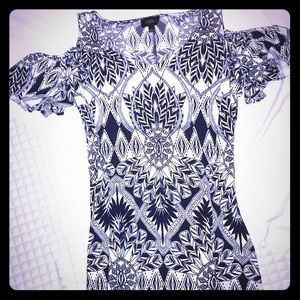 MSK cold shoulder long dress with slits